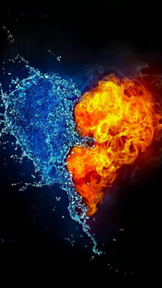 Red And Blue Fire Water Wallpaper