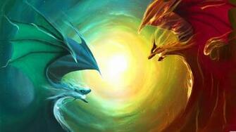 Blue Dragon Vs Red Wallpaper For Desktop