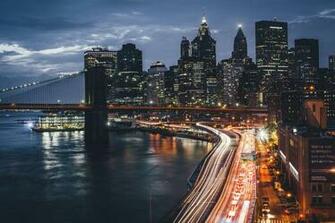 Bridge Lights Night Usa City New York Wallpaper