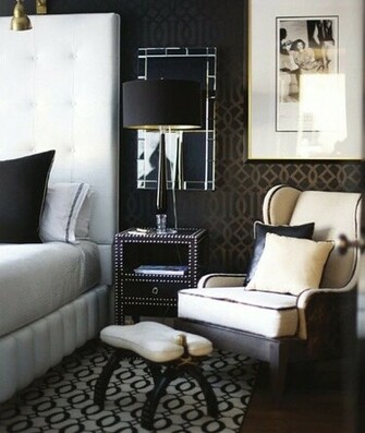 Lamp In Front Of A Mirror Over Nightstand Bedroom
