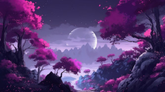 Purple Japanese Painting Wallpaper