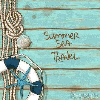 Nautical Rope Background Retro Swim Ring With Wood Grain