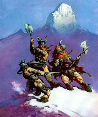 Image Frank Frazetta Battle Axes Man Warriors Fight Fantasy