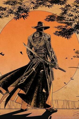 Samurai Art Wallpaper Sunset For iPhone