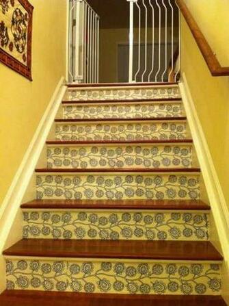 Adding Beautiful Wallpaper To Stairs Risers For Original Staircase
