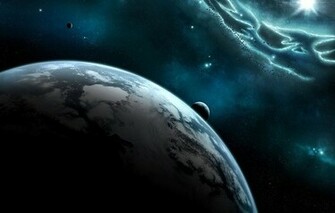 Wallpaper Earth Sun Moon Stars Space