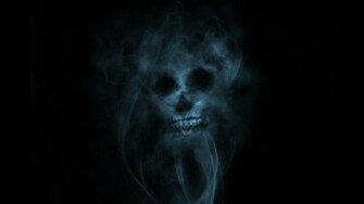 Wallpaper Smoke Skull Light Green Black Full HD 1080p