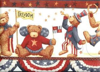 Bears Marching Band With Sculptured Swag Flag Wallpaper Border