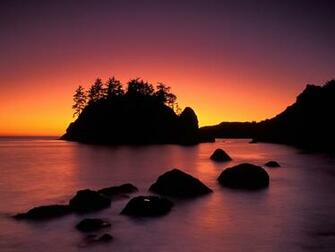 Island Sunset Silhouette Landscape Wallpaper Computer