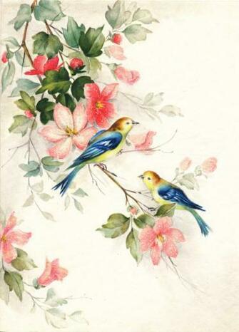 Collage Candy Bird Image From Vintage Greeting Cards