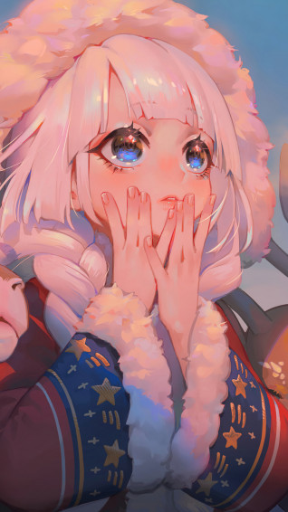 Cute Santa Anime Girl Reindeer Wallpaper iPhone Phone 4k 4130e