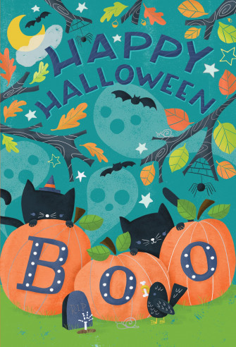 Boo Cats Hiding Halloween Card Cardmore