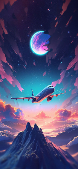 The Plane Flying Above Mountains Art Wallpaper