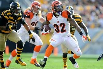 Cincinnati Bengals Running Back Jeremy Hill Runs The Ball Away