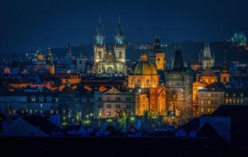Wallpaper Building Home Prague Czech Republic Tower Night