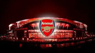Beautiful Arsenal Logo And Emirates Stadium Image HD Wallpaper