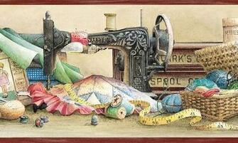 Vintage Style Sewing Machine Wallpaper Border Sb10223b Studio