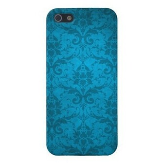 Vintage Aqua Blue Damask Wallpaper iPhone Case