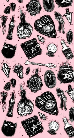 Pink Wallpaper And Witch Image Halloween iPhone
