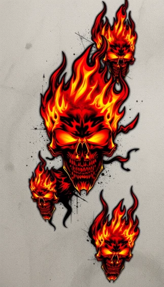 Flaming Skulls Wallpaper