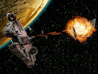 Millenium Falcon Vs Tie Fighter Wallpaper