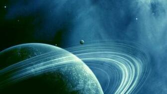 Wallpaper Saturn Blue Space Dark HD