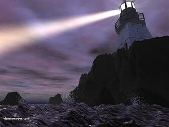 Lighthouse Ocean Cliff Light Beam Storm 3d Wallpaper
