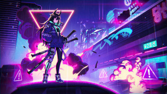 Katana Anime Girl Neon 4k Wallpaper By OmegaHD