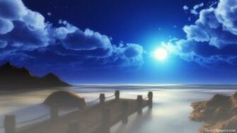 Night Beach Moon Wallpaper