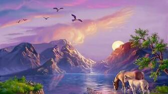 Beautiful Fantasy Art Background Mountain Ezero Konji