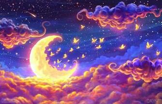 Moon Light And Stars Night Background With Trees Nature Art Image