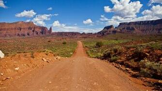 Wallpaper Path Canyon Rocks Desert Moab