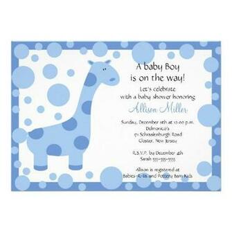 Cute Blue Giraffe Boy Baby Shower Invitation X Card