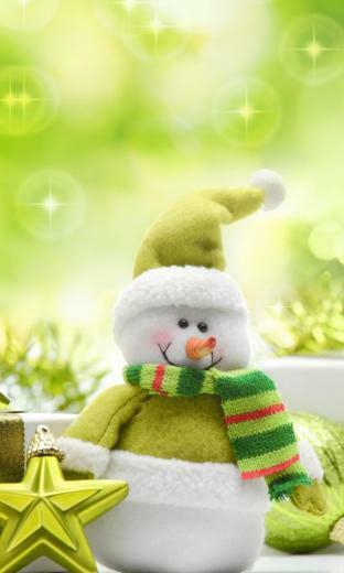 Cute Green Snowman Windows Phone Wallpaper