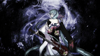 Epic Anime Girl Wallpaper Guitar Kimono