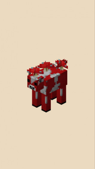 Mushroom Cow Minecraft Art Wallpaper Pixel Grid