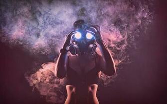 Gas Mask Women Females Girls Dark Horror Smoke Wallpaper Background