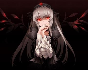 Wallpaper Anime Girl Gothic Eyes Red