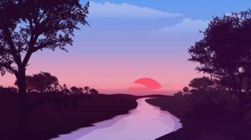 Minimalist River 4k Wallpaper