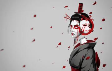 Wallpaper Girl Rose Minimalism Japan Asian Blood Death