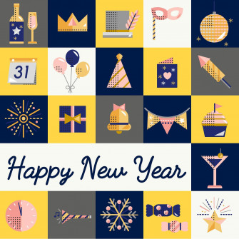 New Year Icons Set Vector Wallpaper