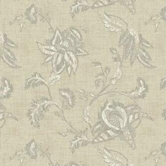 Interior Place Beige Grey Jacobean Floral Scroll Kc1837 Wallpaper