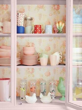 The Raven And Writing Deskfloral Wallpaper Hutch Back