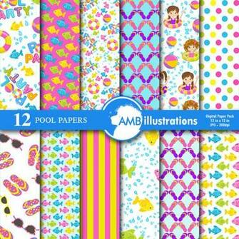 Pool Party Digital Papers Mygrafico