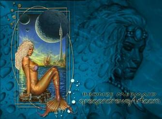 Wallpaper Bronze Mermaid By Badass Artist