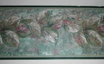 Sunworthy Decorative Wallpaper Border Mauve Green Floral Pattern
