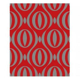 Modern Red Silver Motif Luxurious Velvet Self Adhesive Wallpaper