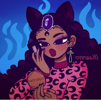 Cute Black Girl With Make Up Brush Wallpaper