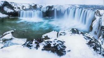 Waterfall Winter Snow Rivers Wallpaper