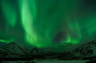 Wallpaper Night Northern Lights Mountains Sky Desktop